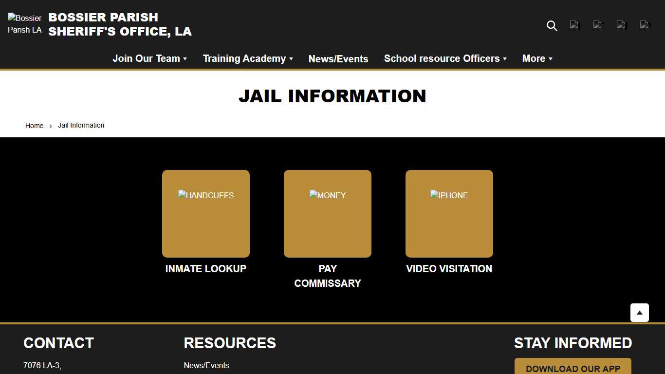 Jail Information Bossier Parish LA